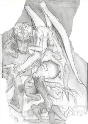 Fragment, pencil on paper